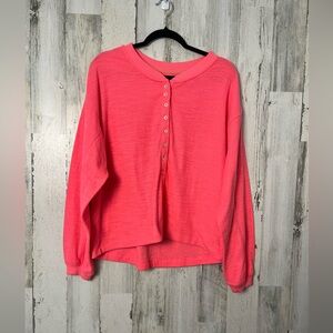 Aerie Salmon Pink Button-Up Sweatshirt medium